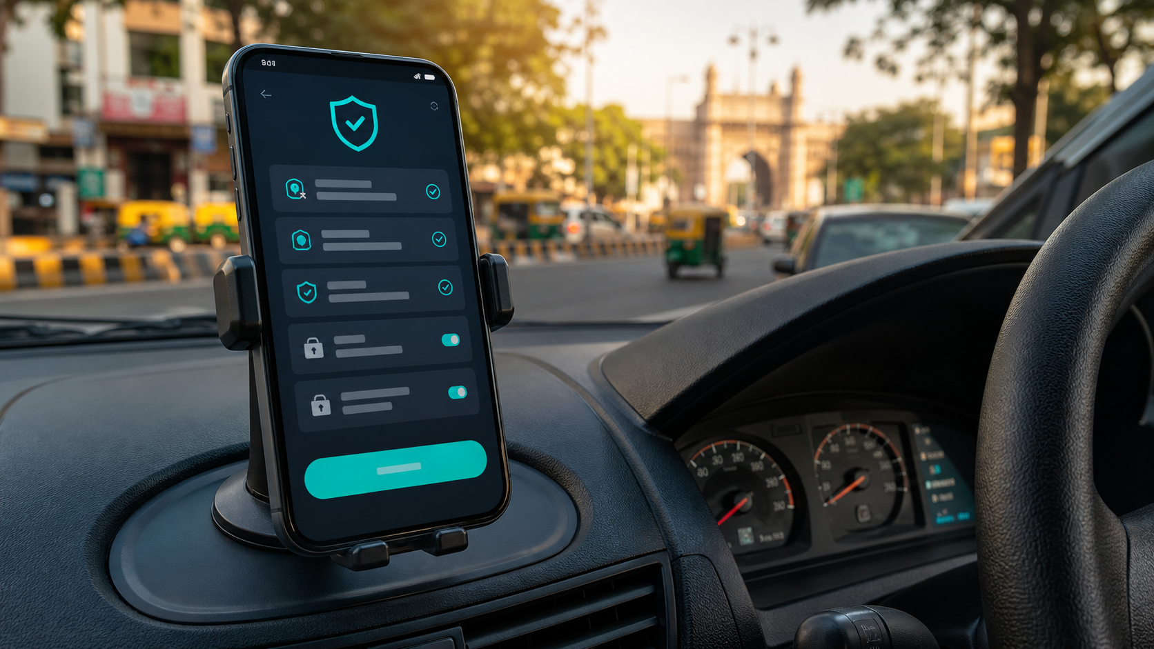 Android phone showing a driver permissions setup interface